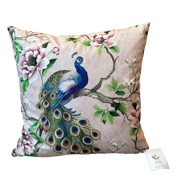 Austin Horn Classics Paradise Peacock 22in Decorative Pillow Velvet Finish NEW - Picture 16 of 16